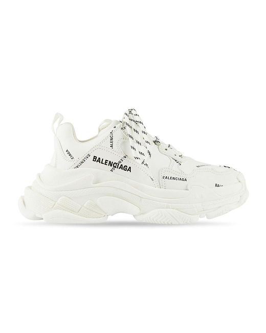 Balenciaga Triple S Sneaker Allover Logo in White | Lyst