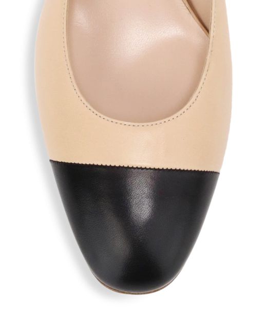 Stuart Weitzman Loraina Cap-toe Leather Slingbacks in Natural - Lyst