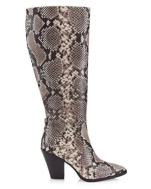 MICHAEL Michael Kors Dover Snake-embossed Heeled Tall Boots | Lyst