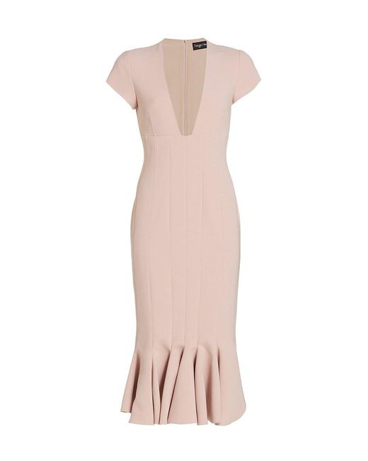 Sergio Hudson Wool Deep V-neck Cocktail Dress in Blush (Pink) | Lyst