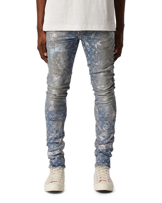 Purple Brand Denim Holo Slimfit Monogram Jacquard Jeans in Blue for