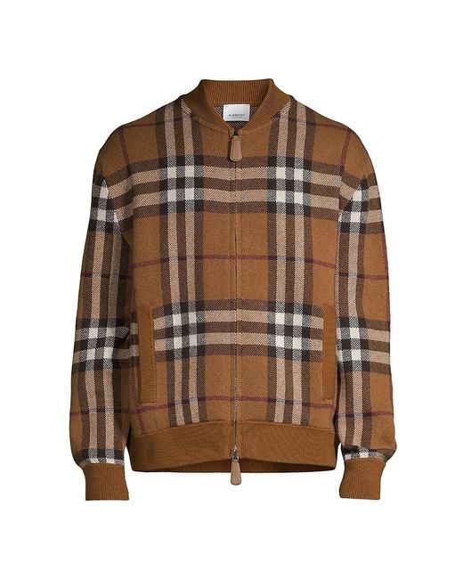 Burberry Maltby Cashmere Check Bomber Jacket in Brown for Men | Lyst