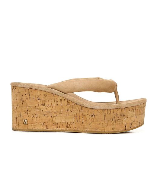 Veronica Beard Suede Geno Cork Wedge Sandals in Natural - Lyst