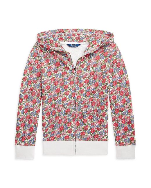 Polo Ralph Lauren Little Girl's & Girl's Floral Print Zipup Hoodie in Red Lyst