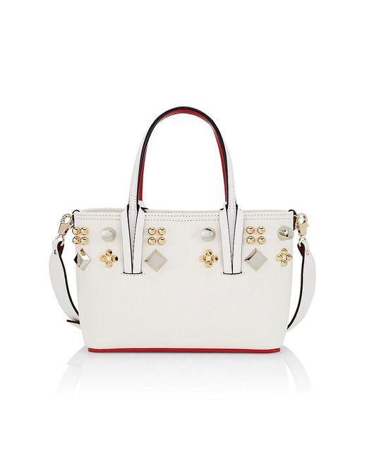 Christian Louboutin Cabata Embellished Leather Tote in White | Lyst