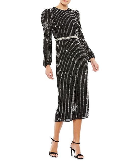 Mac Duggal Synthetic Beaded Mididress in Black Lyst