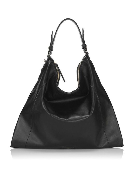Jimmy Choo Ana Leather Hobo Bag in Black | Lyst