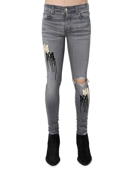 Amiri Denim Ma Superskinny Stencil Jeans in Grey (Gray) for Men Lyst