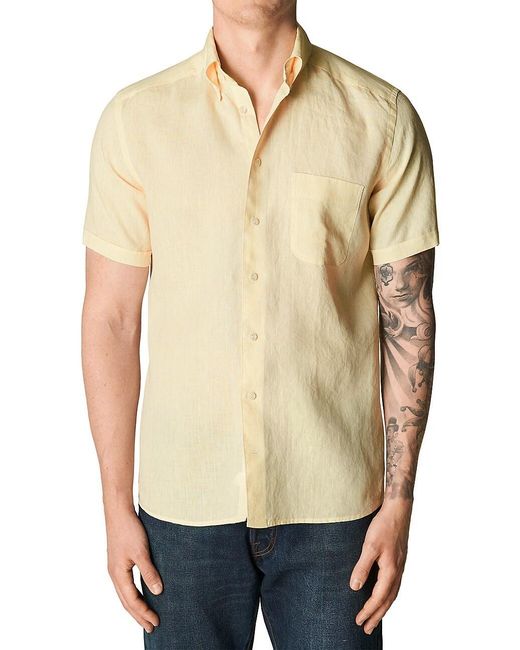Eton Slim-fit Short Sleeve Linen Shirt in Natural for Men | Lyst