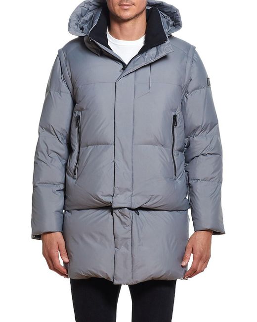Tumi Hooded System Puffer Jacket in Gray for Men | Lyst