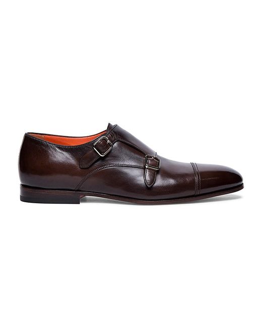 Santoni Levante Double Buckle Monk Strap Shoes in Brown for Men | Lyst