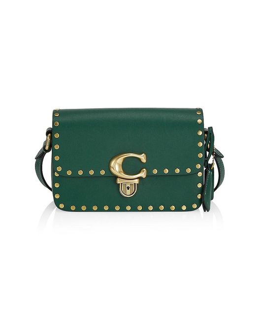 COACH Leather Shoulder Bag in Green | Lyst