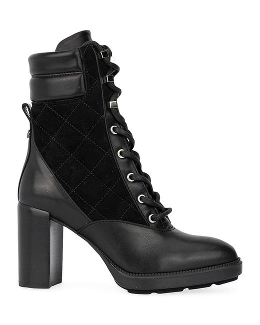 Aquatalia Iole Suede & Leather Lace-up Booties in Black | Lyst