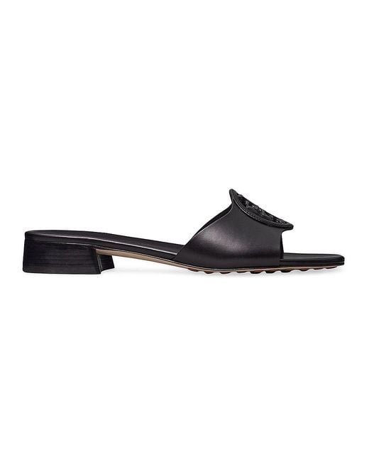 Tory Burch Bombé Miller Leather Slide Sandals in Black | Lyst