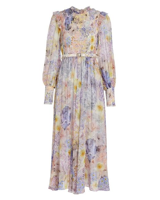 Zimmermann Cotton Rhythmic Smocked Midi Dress | Lyst