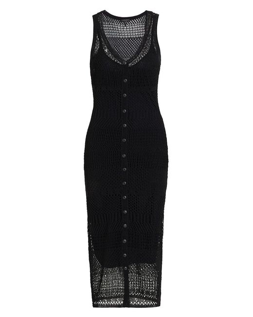 Rag & Bone Cotton Mae Vee Crochet Midi Dress in Black | Lyst