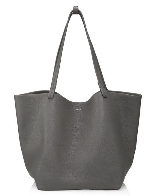 The Row Park Three Leather Tote in Charcoal (Gray) | Lyst