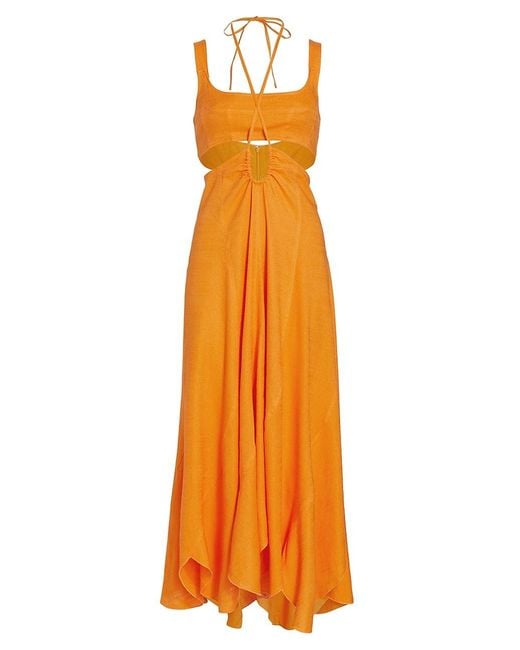 Cult Gaia Eileen Cutout Linen Maxi Dress in Orange | Lyst