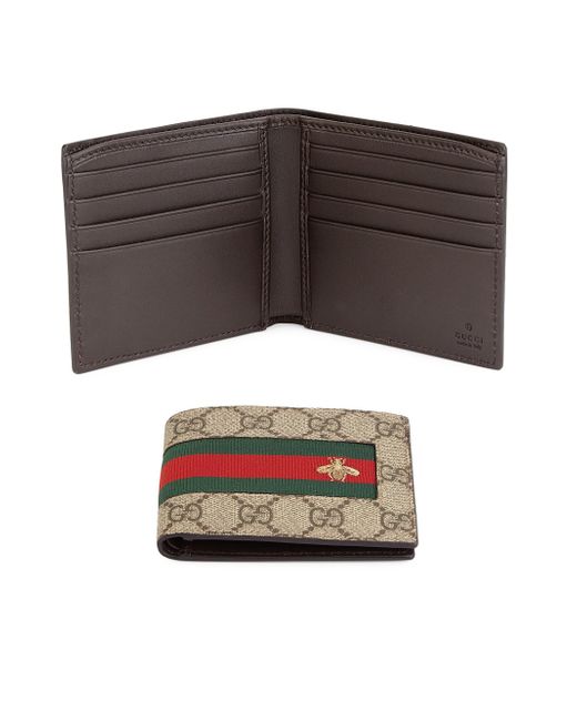 Lyst - Gucci GG Supreme Canvas Bi-fold Wallet in Brown for Men