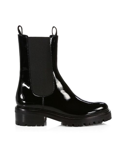 PAIGE Briana Lug-sole Patent Leather Chelsea Boots in Black - Lyst