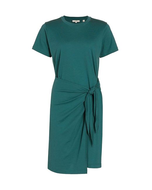 Vince Cotton Tiewaist Tshirt Dress in Green Lyst