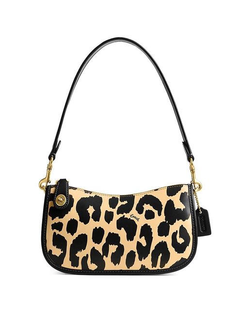 COACH Swinger 20 Leopard Leather Bag in Black Lyst