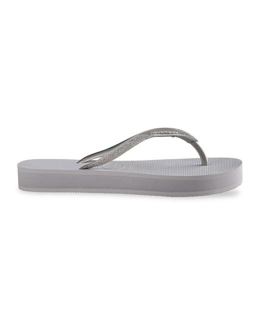Havaianas Slim Glitter Flatform Flip Flops in Steel Grey (Gray) - Lyst