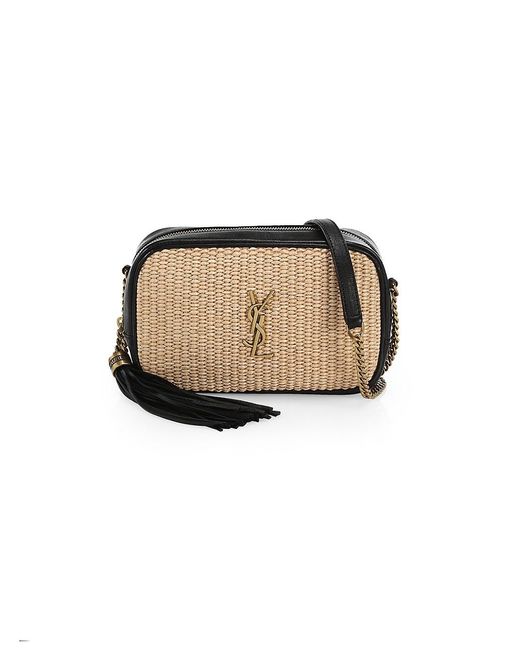 Saint Laurent Lou Leathertrim Raffia Camera Bag Lyst
