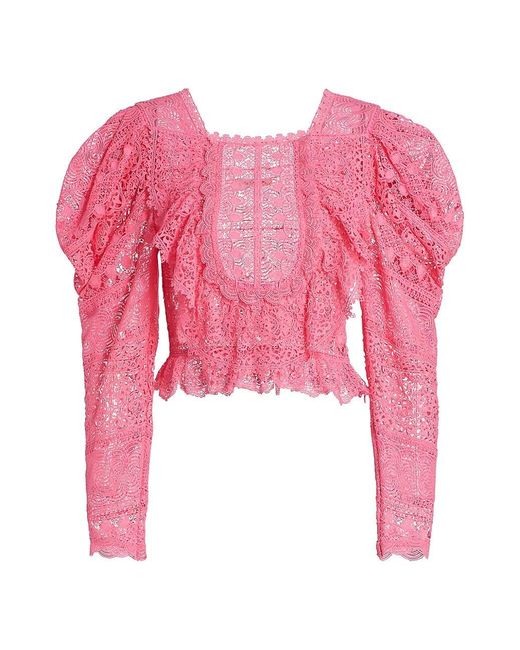 Ulla Johnson Eloise Cotton Lace Blouse in Pink | Lyst