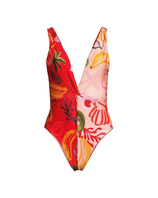 FARM Rio Mixed Fruits Ocean One-piece Swimsuit in Red | Lyst
