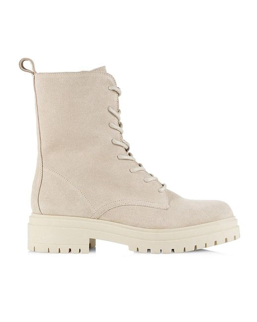 Saks Fifth Avenue Collection 40mm Leather Lace-up Combat Boots in Natural |  Lyst