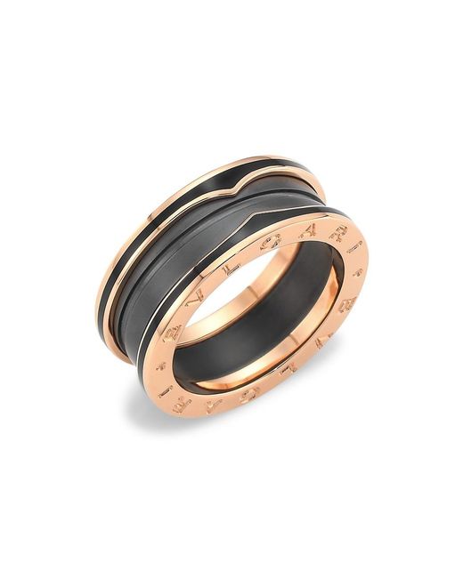 BVLGARI B.zero1 18k Rose Gold & Black Ceramic Ring in Metallic | Lyst