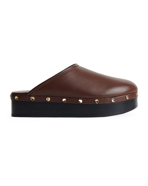 Co. Leather Studded Platform Slide Mules in Brown | Lyst