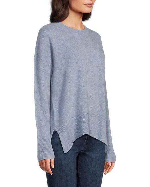 Saks Fifth Avenue Blue Solid 100% Cashmere Sweater