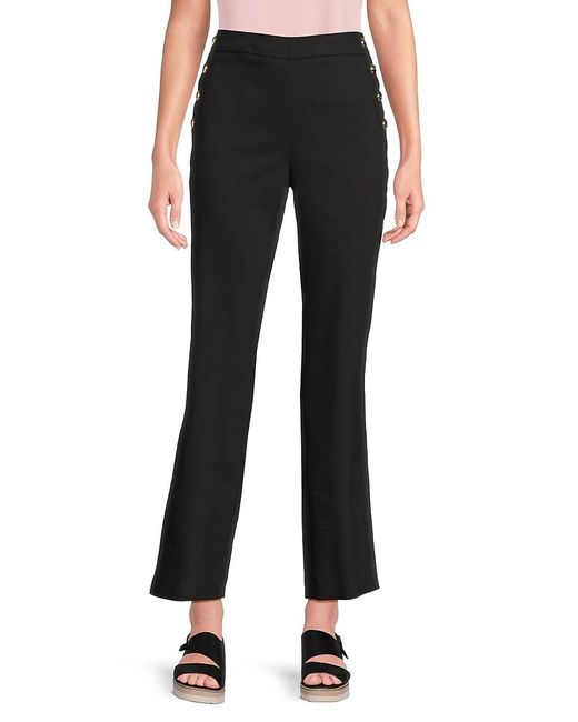 Halston Heritage Black Button Trim Pants