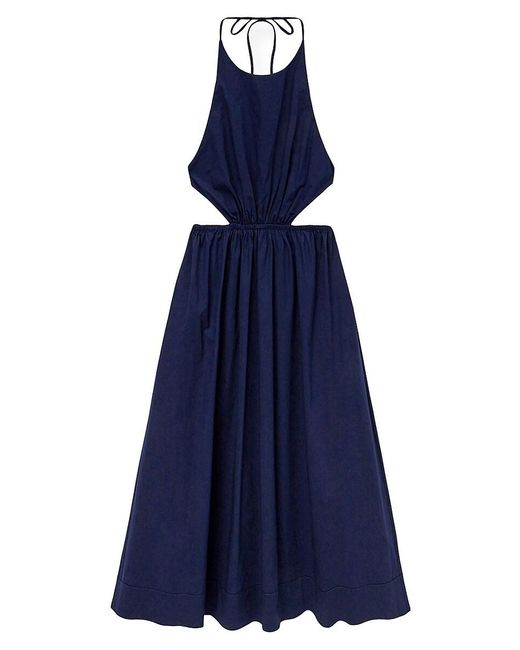 Staud Blue Vanessa Cutout Midi Dress