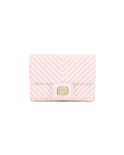 Furla Pink Chevron Leather French Wallet