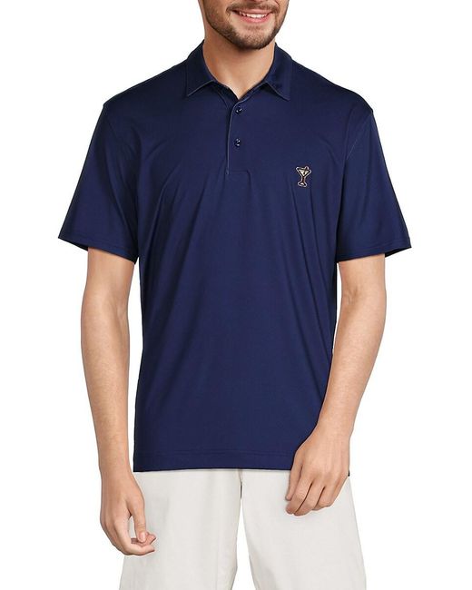 Robert Graham Blue Martini Time Graphic Short Sleeve Polo for men