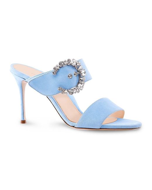 Marion Parke Blue Lucia Embellished Stiletto Heel Leather Sandals