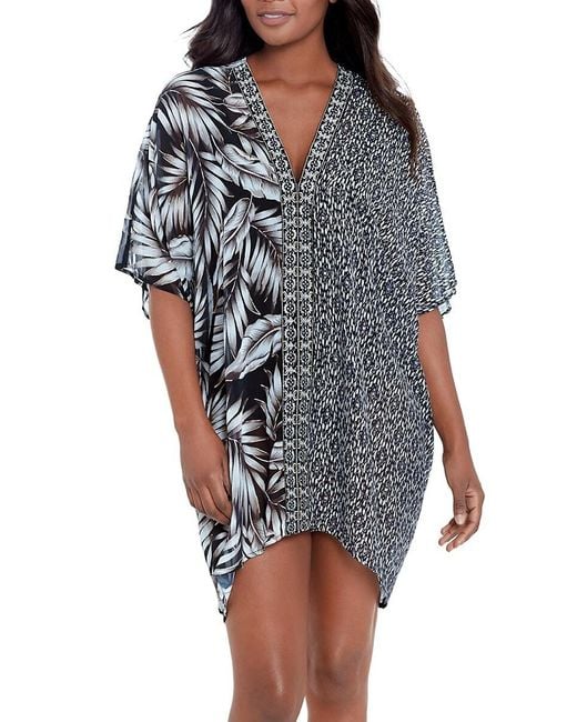 Miraclesuit Gray Oasis Print Caftan