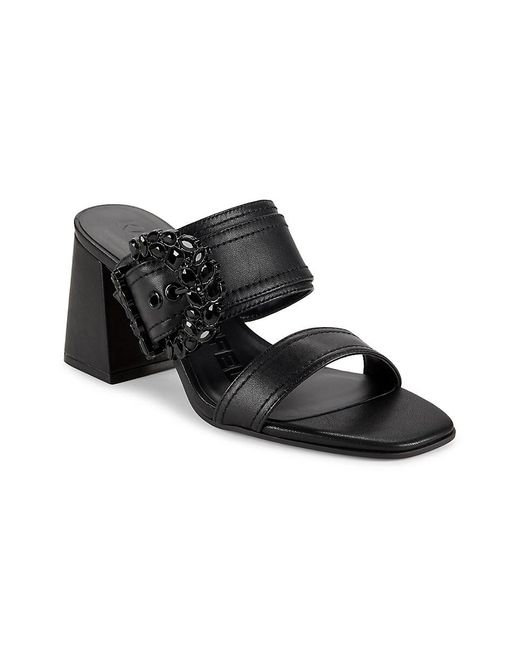 Karl Lagerfeld Black Sylvie Buckle Leather Sandals