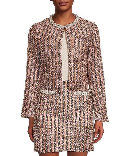 Lea & Viola Brown Embellished Tweed Jacket