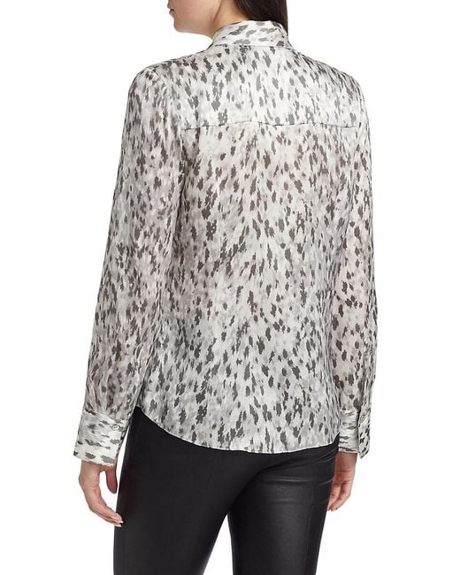 Vince Gray Onyx Printed Satin Shirt