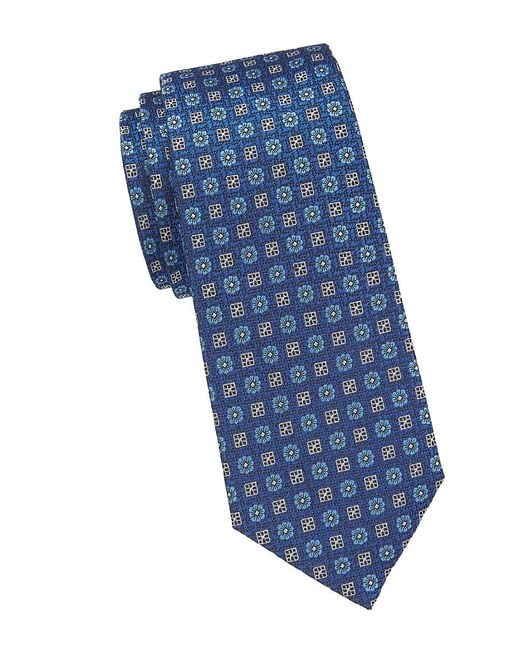 Canali Blue Patterned Silk Tie for men