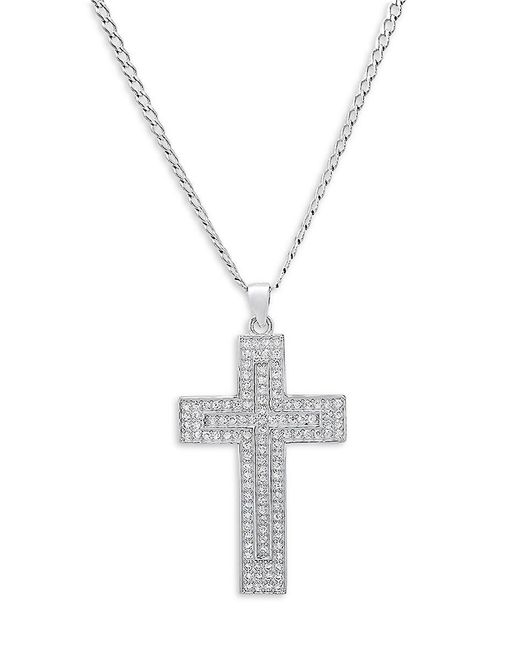 Anthony Jacobs Metallic Cubic Zirconia Cross Pendant Necklace for men
