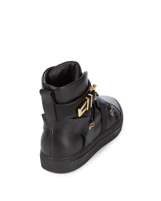 Versace Vitello Leather Sneakers in Black | Lyst