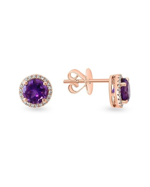 Effy Pink 14K, Amethyst & Diamond Stud Earrings