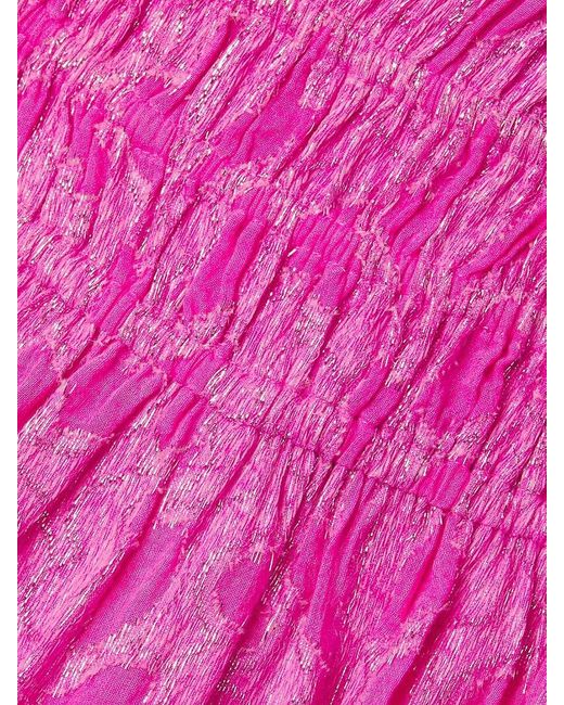 MILLY Pink Wendy Heart Cotton-Blend Jacquard Smocked Shorts