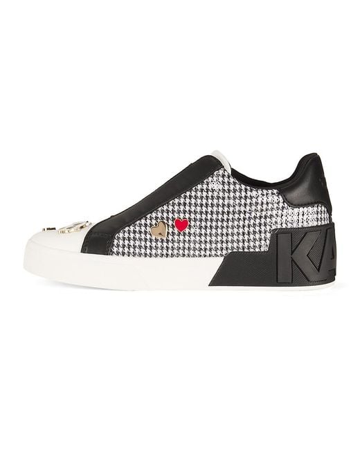 Karl Lagerfeld Black Mavise 40Mm Houndstooth Low-Top Sneakers