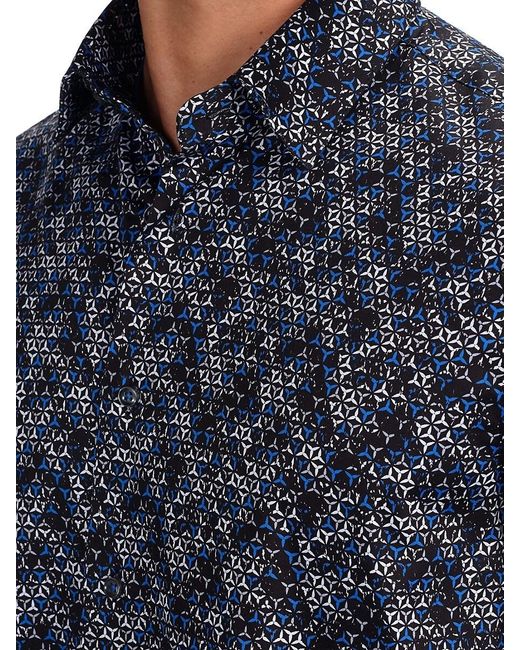 Garnet Blue Geometric Sport Shirt for men